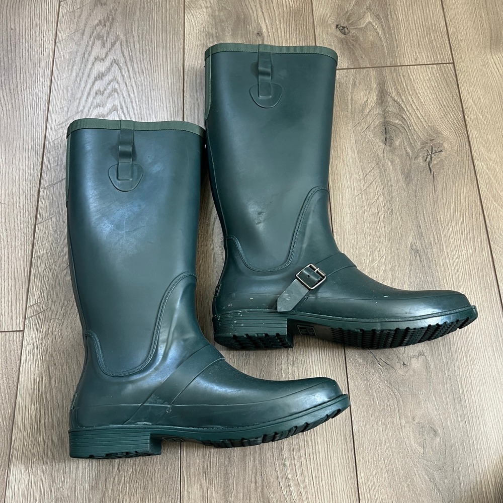 L.L.Bean Wellie Tall Rain Boots Womens 11 Medium Green